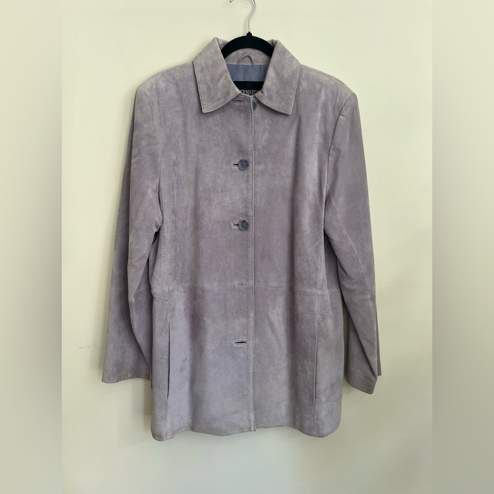Bernardo Light Lavender Suede Button-Front Trench Coat